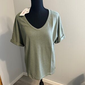 Casual Sage V-Neck Tee NWT